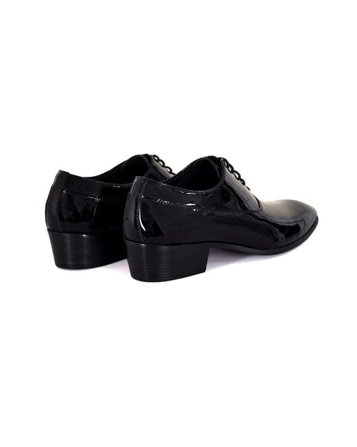 DAVID WEJ Black Frederick Patent Leather Dress Shoe With Cuban Heel for men