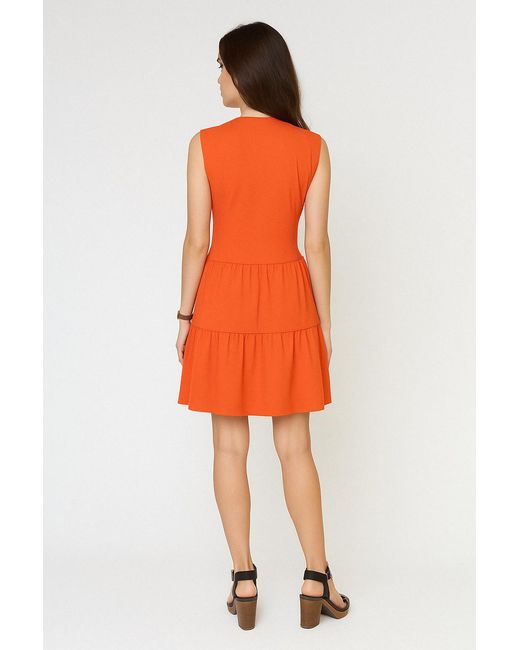 Conquista Orange Paprika Sleeveless V-Neck Jersey Dress