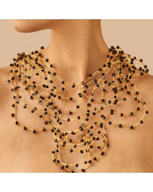 Lavish by Tricia Milaneze Black Multi Strings Handmade Necklace