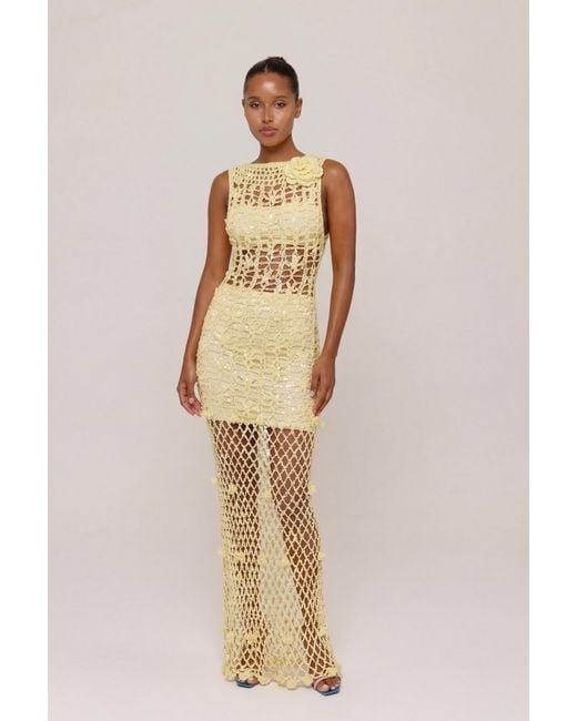 Andreeva Metallic Vanilla Handmade Maxi Crochet Dress