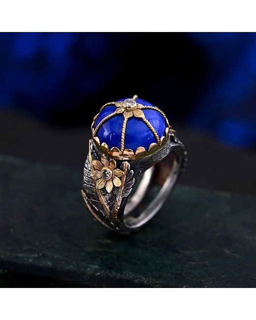 Emma Chapman Jewels Blue Lapis Lazuli Diamond Cocktail Ring