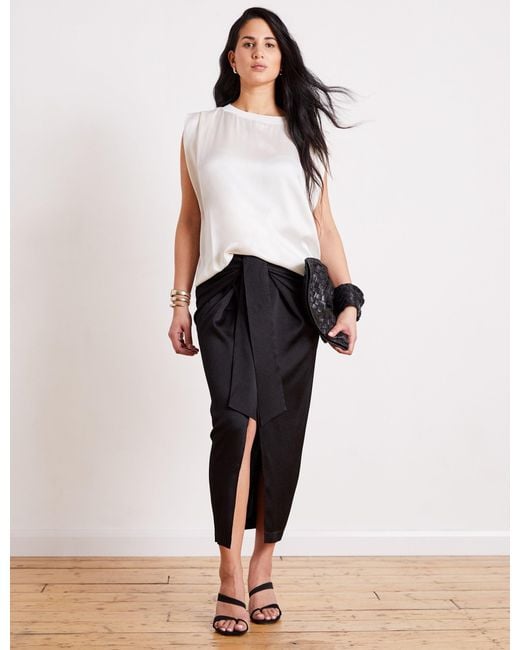The Summer Edit White Dani Sandwashed Silk T-Shirt