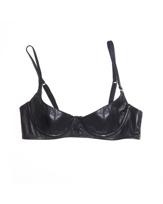 Lunatic Femme Black Studio Leather Half-Cup Bra
