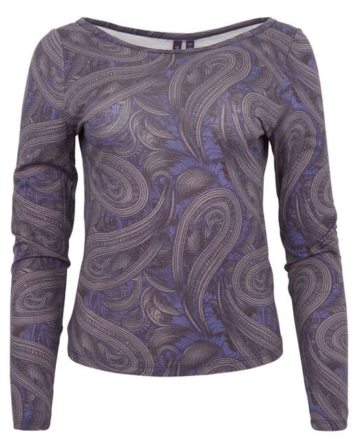 Lords of Harlech Purple Carly Merino Long Sleeve Crewneck Shirt
