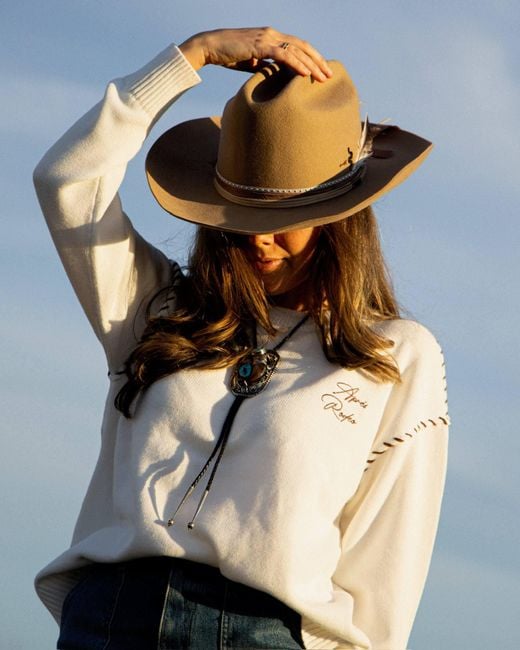 Ellsworth & Ivey White Riley Crewneck Sweater