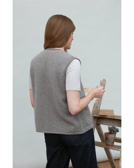 Paul James Knitwear Gray Neutrals Lambswool Larkspur Knitted Gilet