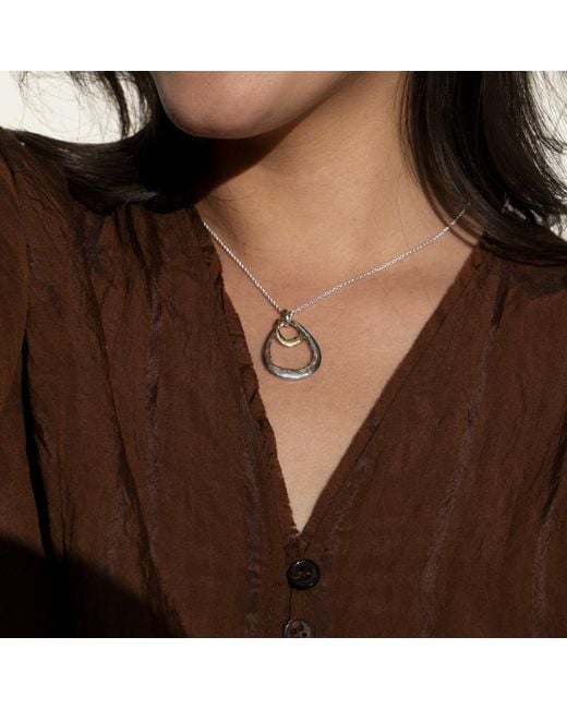 Dower & Hall Metallic Large Entwined Mixed Open Double Oval Pendant