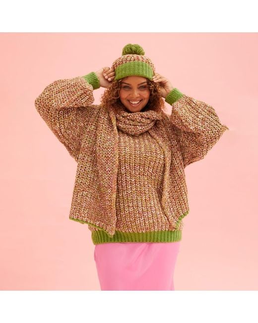 Cara & The Sky Red Debbie Twist High Neck Jumper