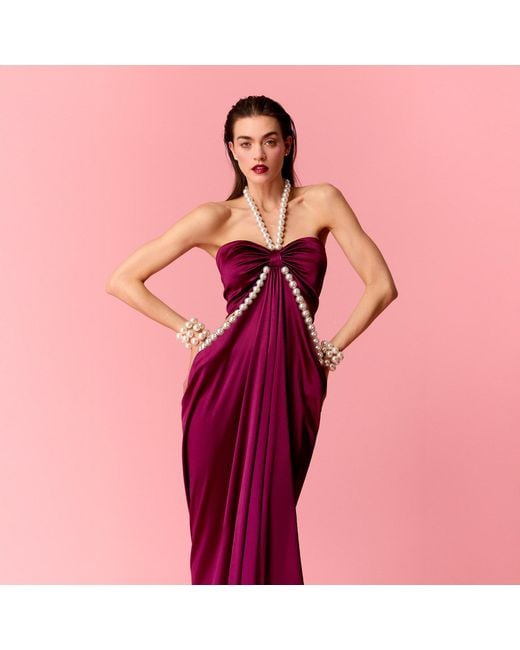 Nur Karaata Red Alice Pearl Burgundy Dress
