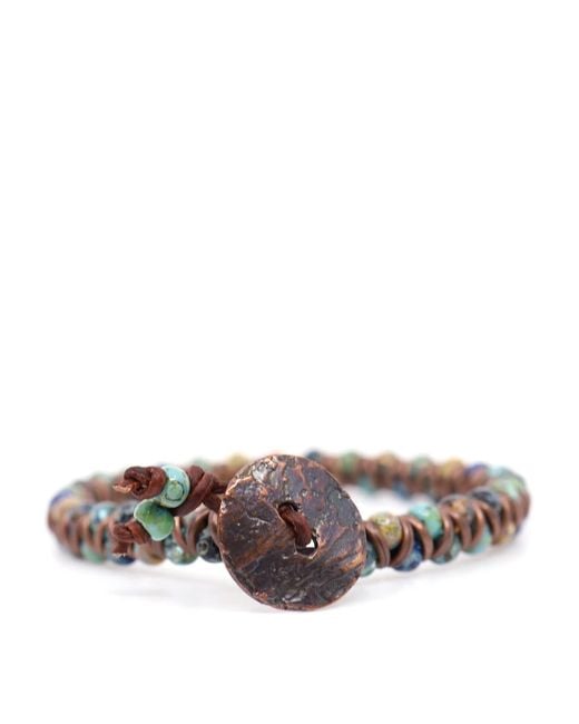 Shar Oke White Czech Picasso & Leather Bracelet for men