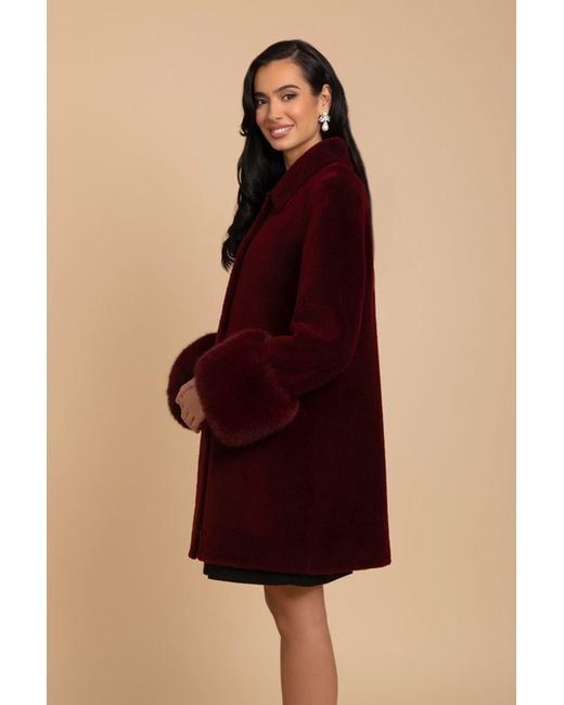 Santinni Red Fairytale Wool & Faux Fur Teddy Coat