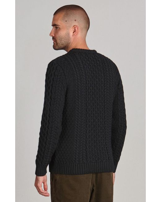 Paul James Knitwear Blue Fisherman's British Wool Johnson Cable Jumper for men