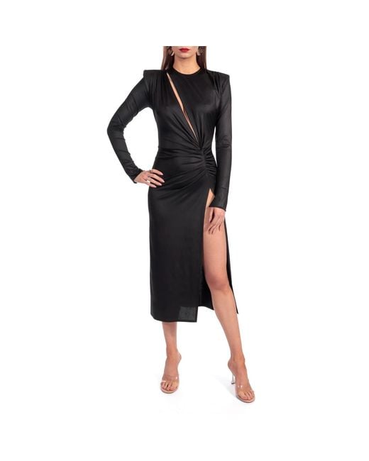 AGGI by HALEWSKI Black Adriana Power Midi Dress