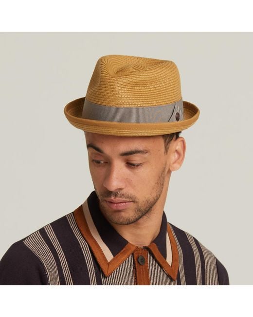 Dasmarca Hats Natural Dasmarca Andy Short Brim Trilby Retro Summer Skimpy Brim Straw Braided Hat for men