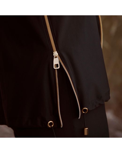 ANTONINIAS Black Elegant Panacea Tracksuit Jacket With Golden Details And Chiffon Sleeves