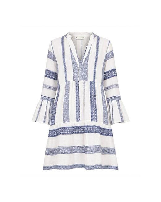 Yumi' Blue Cotton Stripe Tunic