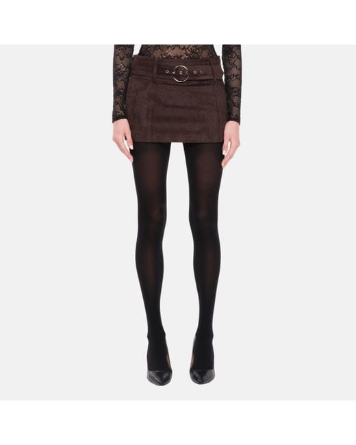 OW Collection Brown Zelda Faux Suede Mini Skirt
