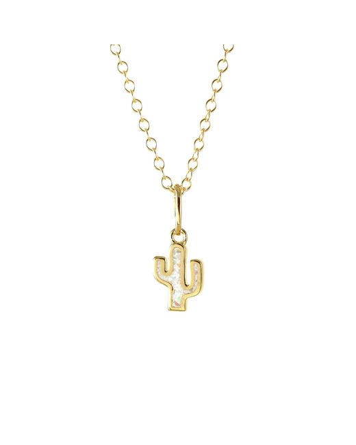 Kris Nations Metallic Opal Cactus Charm Necklace