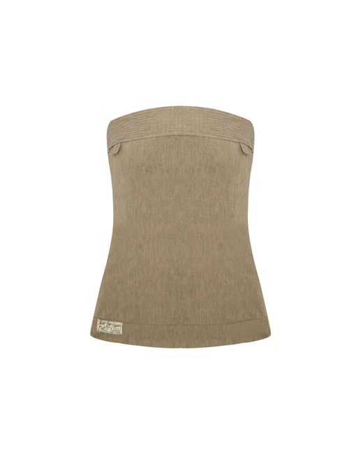 Pcfg Green Neutrals Linen Blend Strap Top