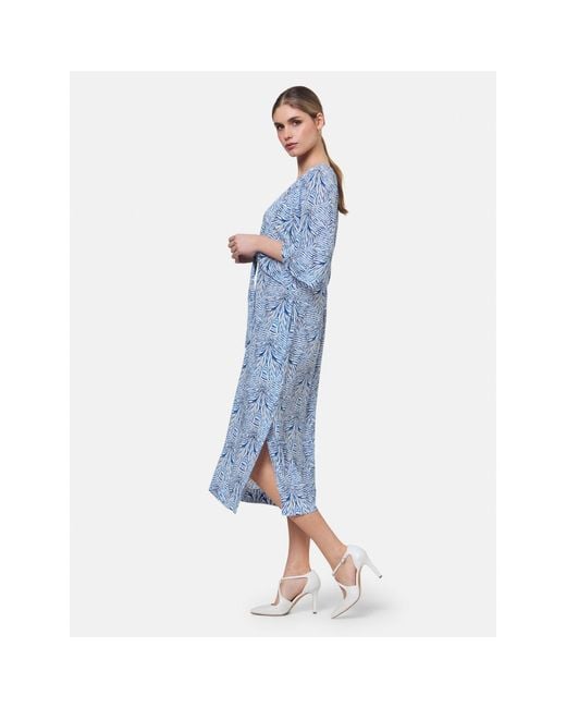 Helen Mcalinden Blue Ailbhe Stripe And Bow Print Dress