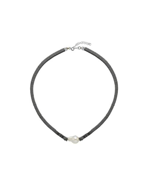 LINYA JEWELLERY Metallic Silga Baroque Pearl Hematite Stone Necklace