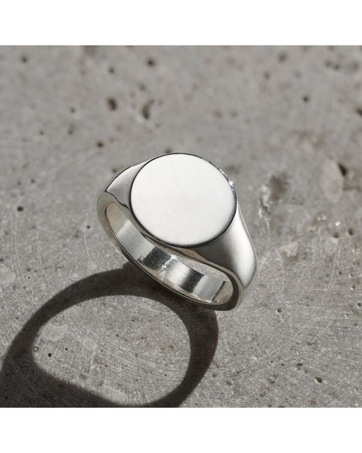 Posh Totty Designs White Sterling Silver Mens Circle Signet Ring for men