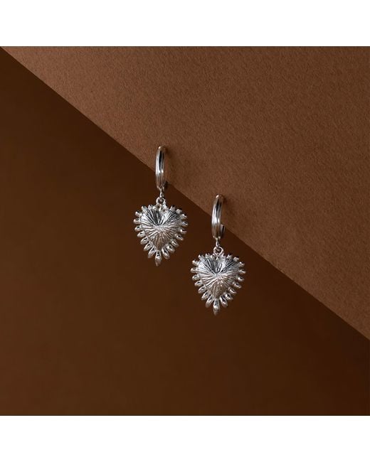 Zoe & Morgan White Mini Heart Rays Earrings