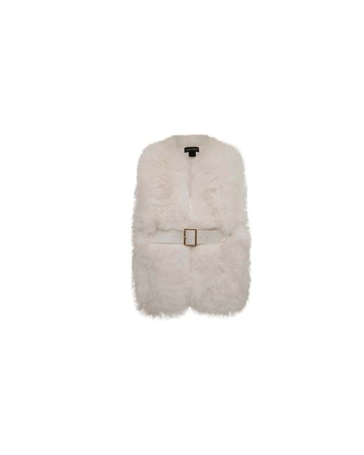 James Lakeland White Buckled Cream Faux Fur Collar