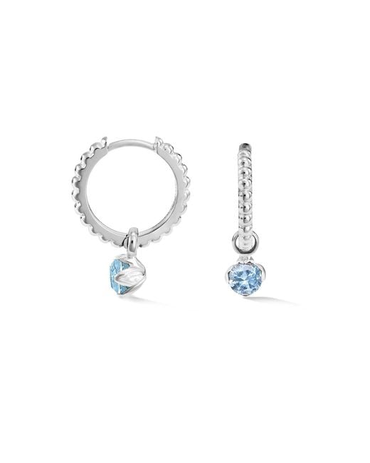 Dower & Hall Metallic Aquamarine Charm On Large Dotty Orissa Hoops