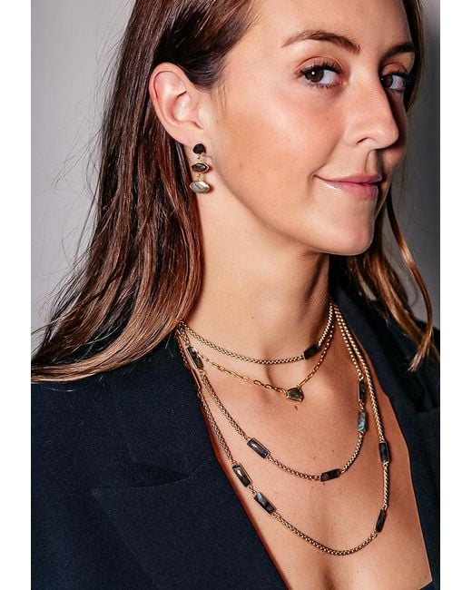 Loni Paul Jewelry Green Labradorite Marquis Dangle Earrings