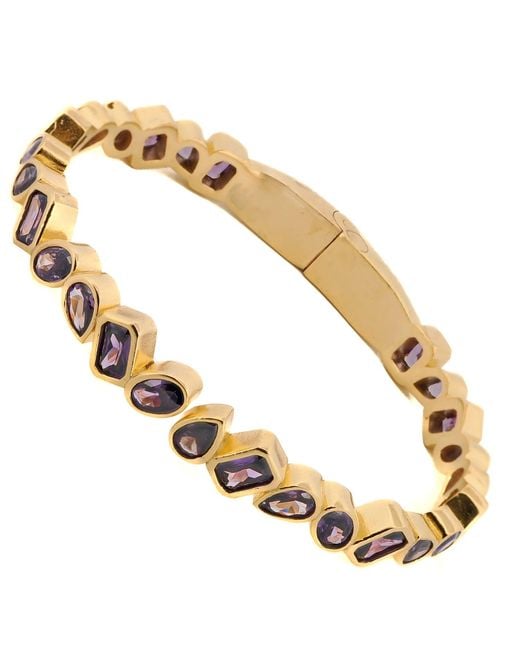Ebru Jewelry Metallic Amethyst & Majestic Bangle Design Bracelet
