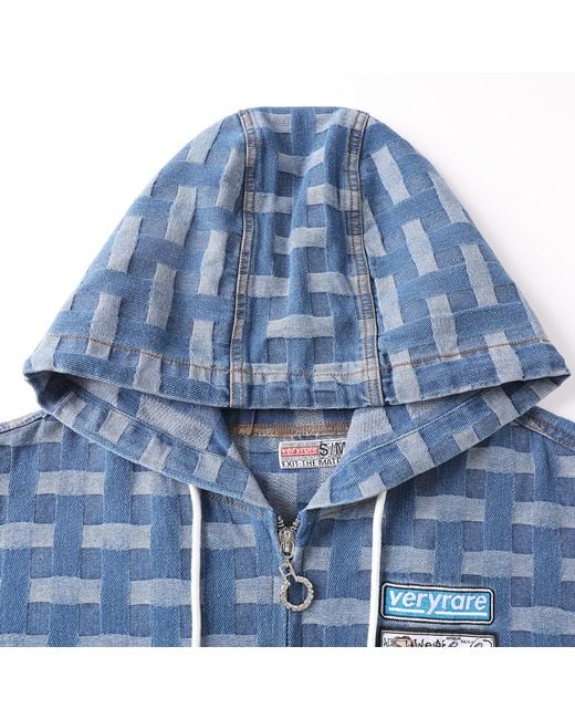 VERYRARE Blue Criss-Cross Hoodie for men