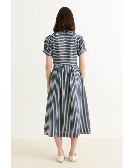 Louche Blue Yassine Ticking Stripe Midi Dress