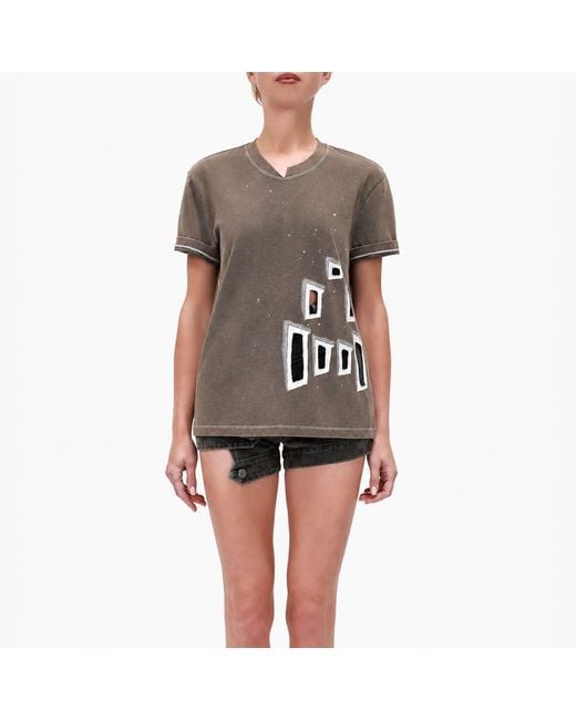 Gao Republic Gray T-Shirt Asymmetric Cut-Out Cotton
