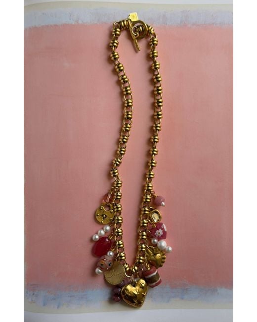 Sccollection Metallic Mae & Pearl Charm Necklace