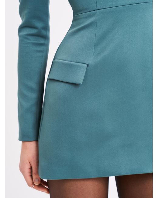 Miss Circle New York Blue Gabella Dark Long Sleeve A-Line Mini Dress With Crystal Trim