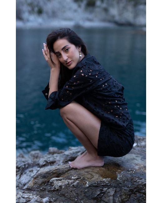MARICEL Black Adelaide Sangallo Shorts