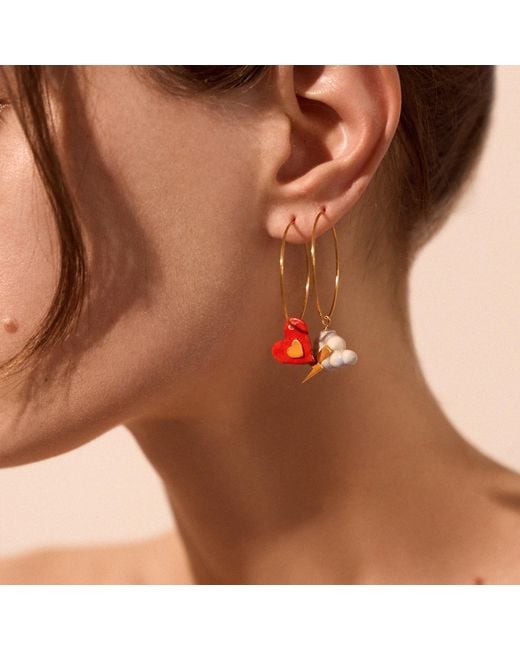 Sculp Metallic To Love And Protect U Hoop Earrings