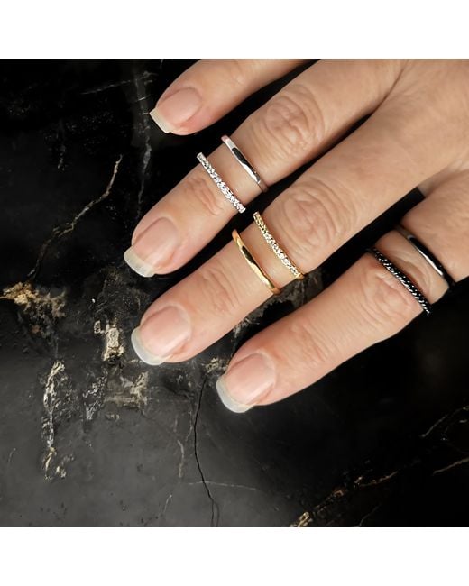 SALLY SKOUFIS White Rythm Midi Ring With Made Cz Diamond Stimulant
