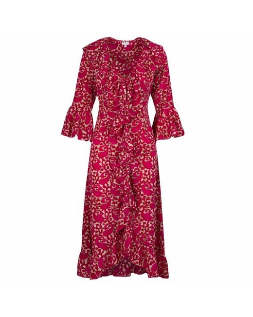 At Last Red Felicity Midi Dress Hot Swirl
