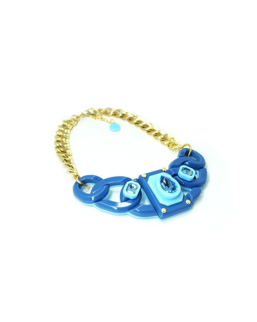 Gissa Bicalho Blue Handmade Acrylic Necklace Links And Stones