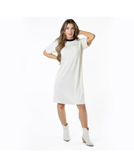 Zenzee White Silk Cashmere Tee Shirt Dress