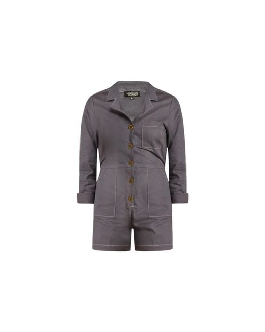 Known Supply Gray Long Sleeve Button Up Romper