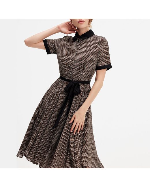 Smart and Joy Brown Printed Shirt Dress Print And Contrasting Collar