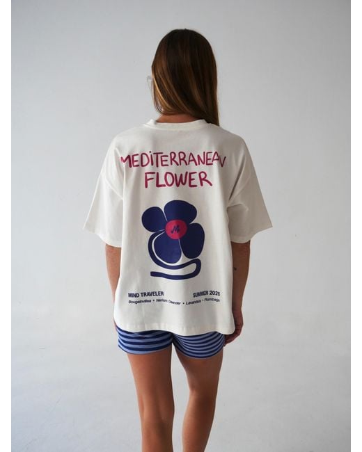 Mind Traveler White Mediterranean Flower T-Shirt