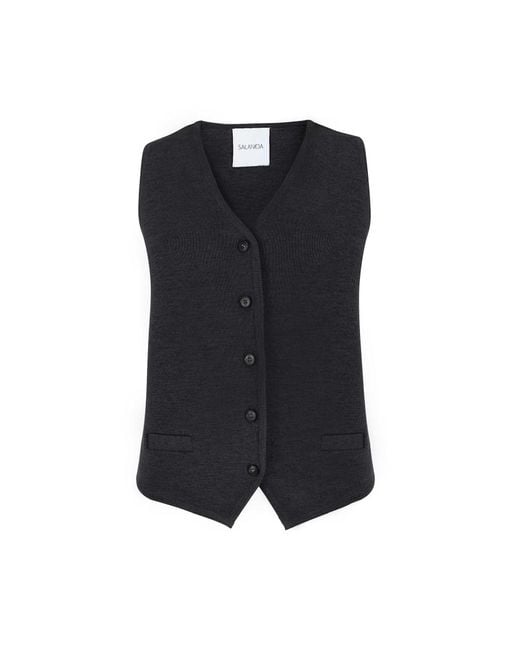 SALANIDA Black Galante Knitted 100% Merino Waistcoat