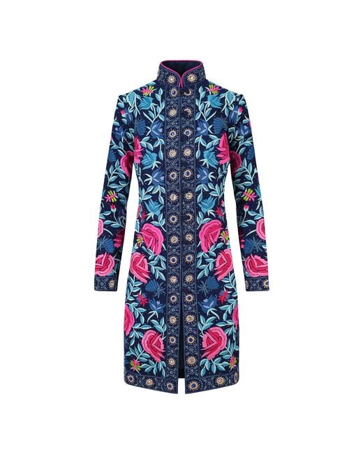 Beatrice von Tresckow Blue Rosenspot Embroidered Silk Georgette Jacket