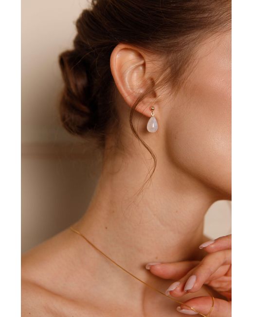 Katy Faye White Neutrals September Moonstone Earrings