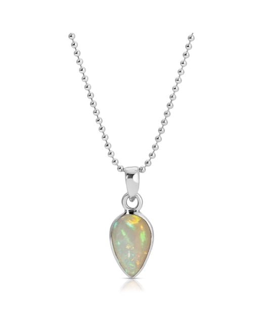 Glamrocks Jewelry Metallic Teardrop Welo Opal Necklace