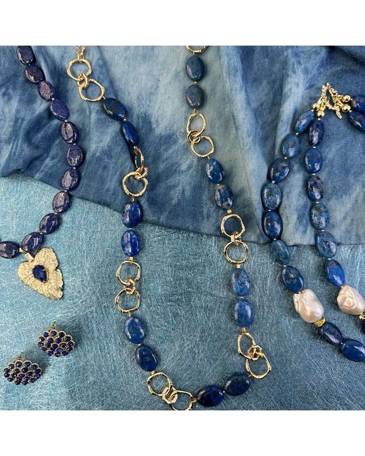 Farra Blue Agate Chain Necklace